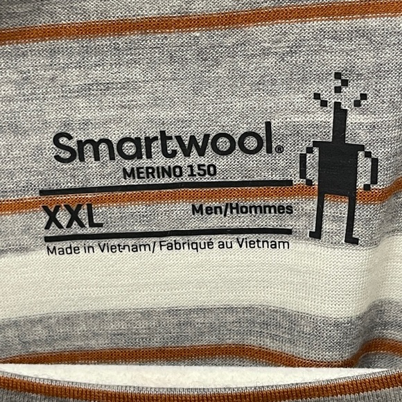 Smartwool Men’s Merino 150 Gray Short Sleeve Striped Crew Neck T-Shirt Size XXL - Picture 6 of 7